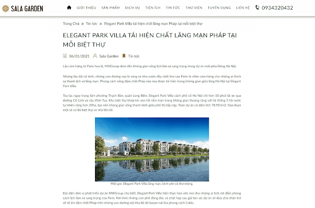 Theme blogger bất động sản landing Sala Garden 2